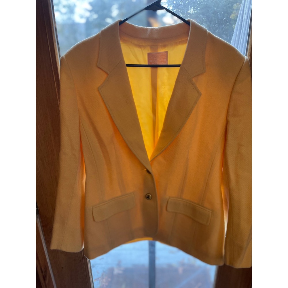Vintage Pendleton Pure‎ Virgin Wool Blazer Jacket Butter Yellow Womens Career